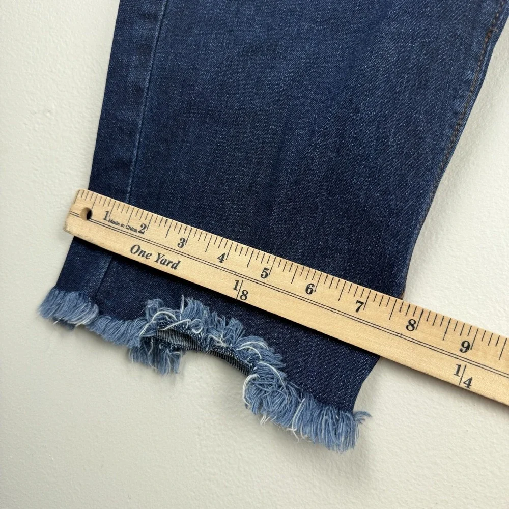 Loft Outlet Skinny Crop Jeans Women 16 (38x24.5) Blue Denim Frayed Hem Dark Wash